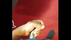Play Cum-Covered Red Carpet: A Solo Jack-Off Session